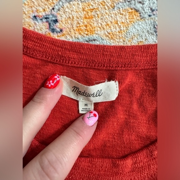 Madewell Womens Size Medium Cotton Blend Tank Top Shirt Red/Orange - Picture 2 of 4